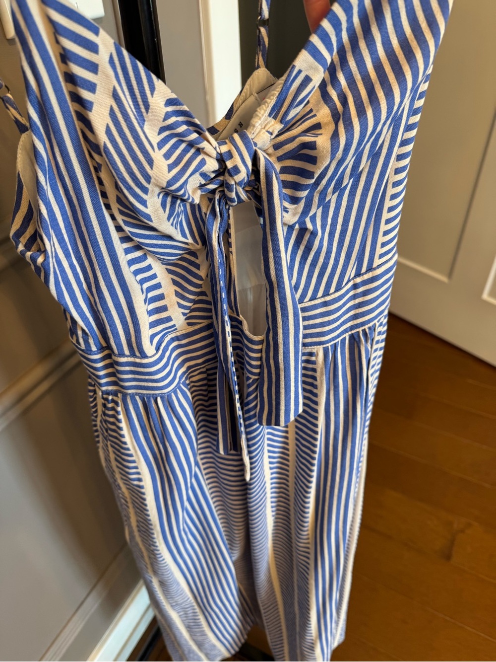 Lush Blue and White Striped Tie-Front Sundress